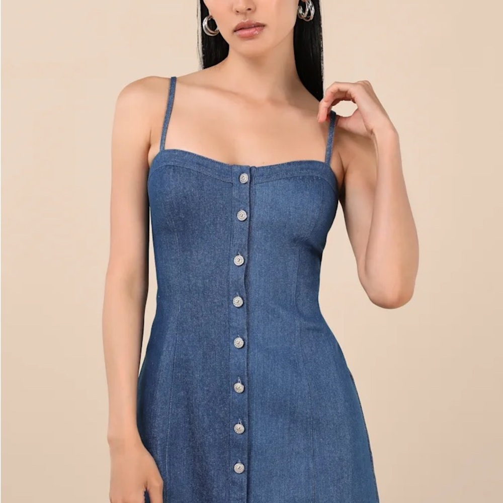 Blue Denim Button-Down Mini Dress